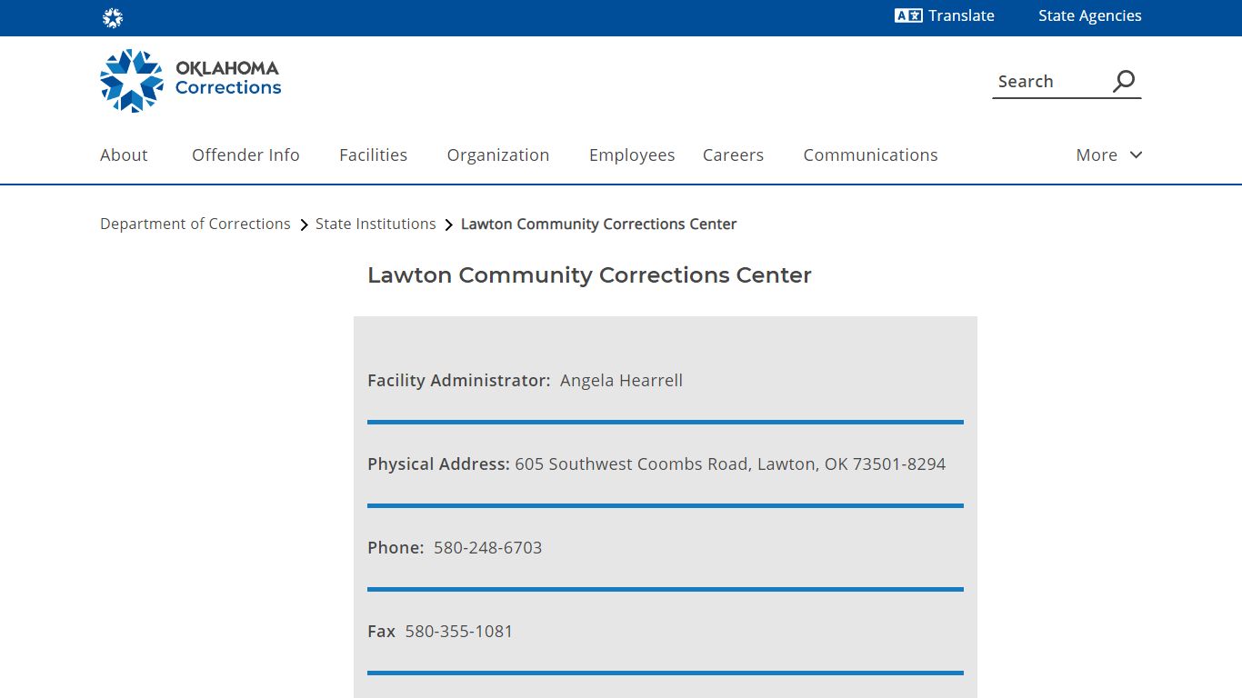 Lawton Community Corrections Center - Welcome to Oklahoma ...